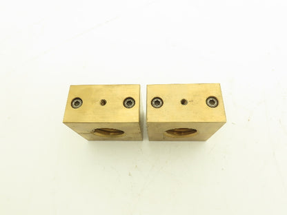 Ball Screw 2-3/4" Brass Square Nut 2pc 1-1/2"-5 RH Thread 1/4" Lead  Lot of 2