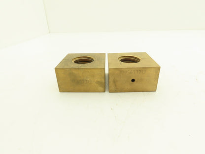 Ball Screw 2-3/4" Brass Square Nut 2pc 1-1/2"-5 RH Thread 1/4" Lead  Lot of 2