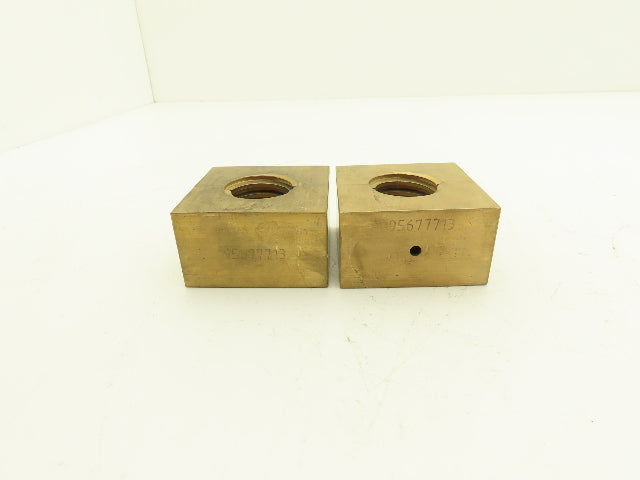 Ball Screw 2-3/4" Brass Square Nut 2pc 1-1/2"-5 RH Thread 1/4" Lead  Lot of 2