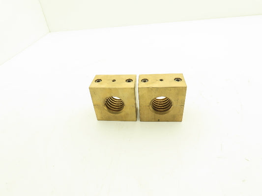 Ball Screw 2-3/4" Brass Square Nut 2pc 1-1/2"-5 RH Thread 1/4" Lead  Lot of 2