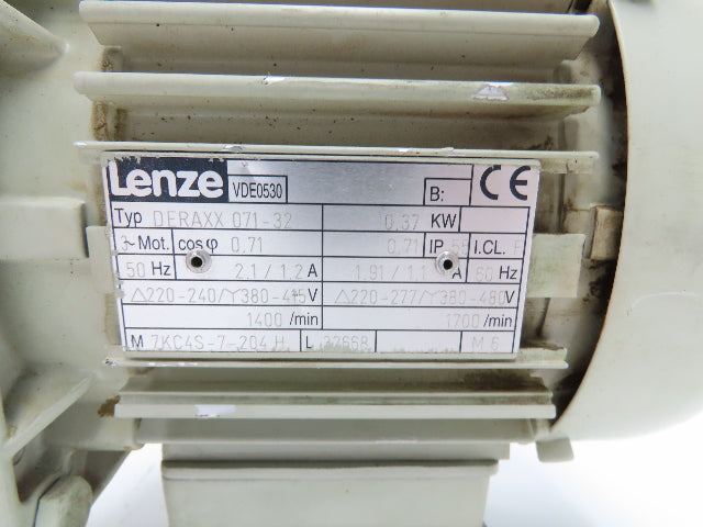 Lenze DERAXX 071-32 Inline Gear Motor 7.18 Reducer .37kw 277/480V GST04-1MVCR