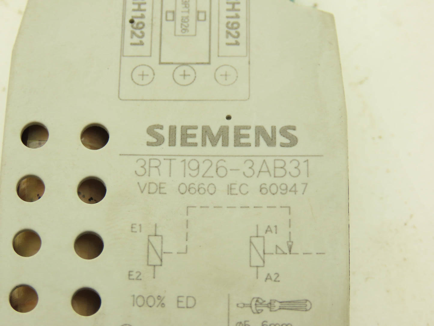Siemens 3RT1926-3AB31 Mechanical Contactor Relay Latch 24VDC Release