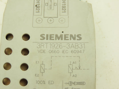 Siemens 3RT1926-3AB31 Mechanical Contactor Relay Latch 24VDC Release