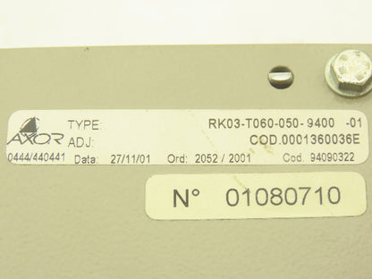 Axor RK03-T060-050-9400 Chassis 3-Slot 44VAC Servo Drive Backplane