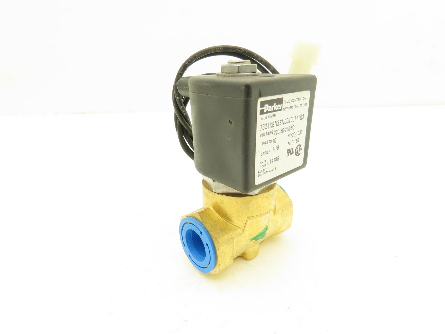 Parker 7321KBN3SN00N0L111Q3 Solenoid Valve 240VAC 1Ph 10W 7/16" 150psi Brass