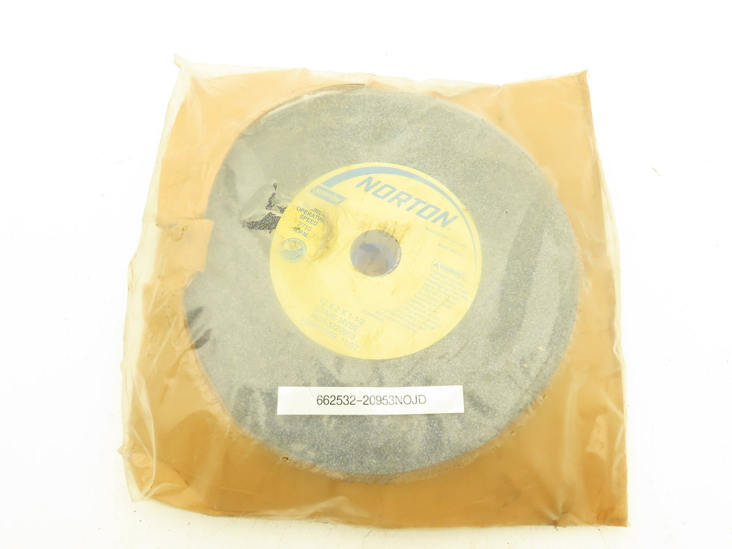 Norton 66253220953 Grinding Wheel 12x2x1-1/2" 2710 RPM  57A46-MVBE