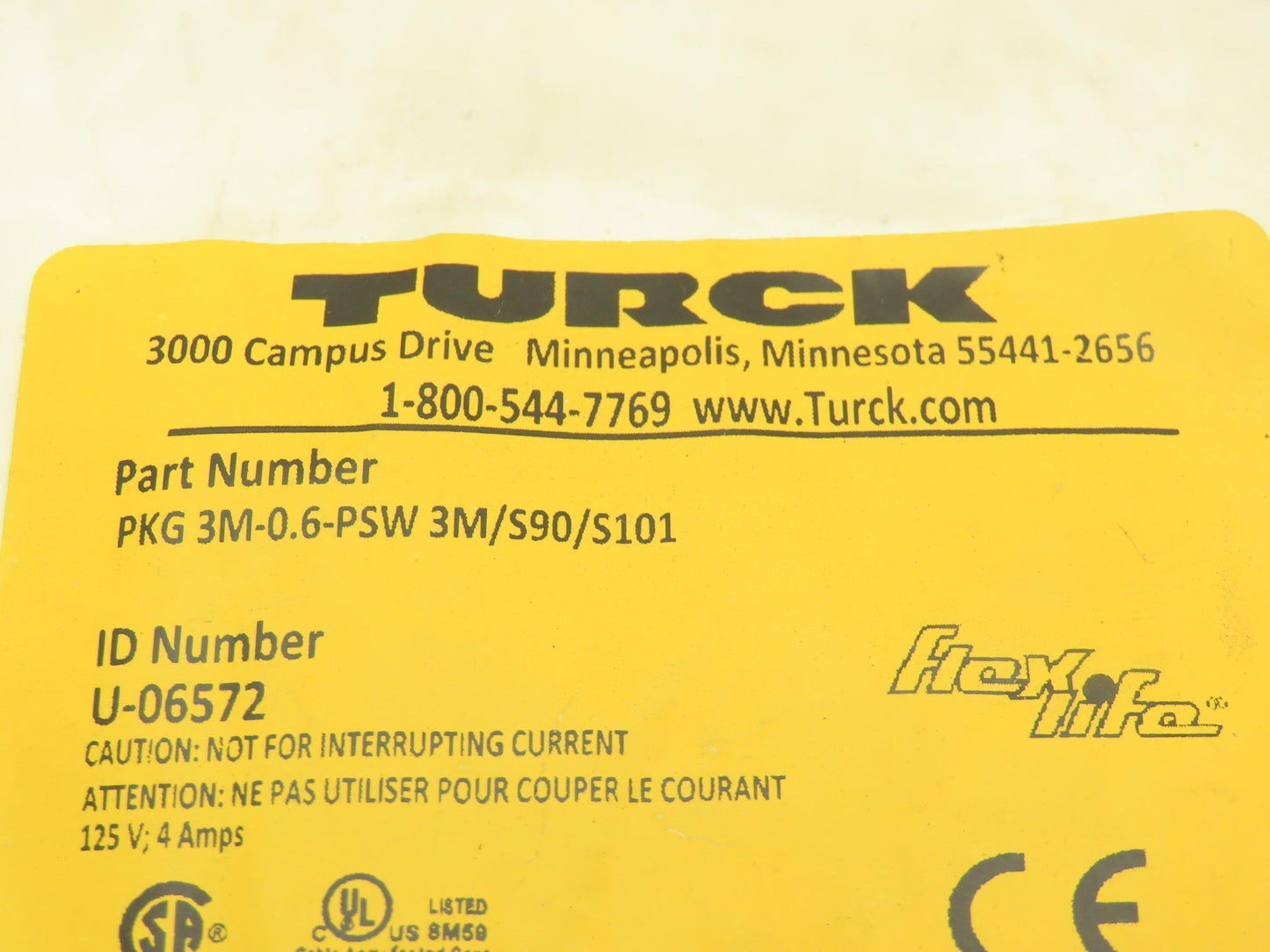 Turck 3M-0.6-PSW 3M/S90/S101 Cable 24" L 3-Pin M8 Right Angle 24AWG Lot of 2