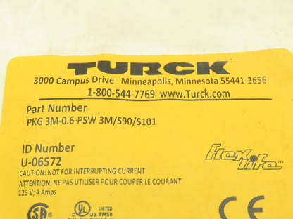 Turck 3M-0.6-PSW 3M/S90/S101 Cable 24" L 3-Pin M8 Right Angle 24AWG Lot of 2