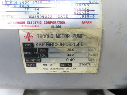Kuse KSP-MHC20N-DB-15FE Trocho 1" Hydraulic Pump 44.2 l/Min 1.5kw 230V 3PH Motor