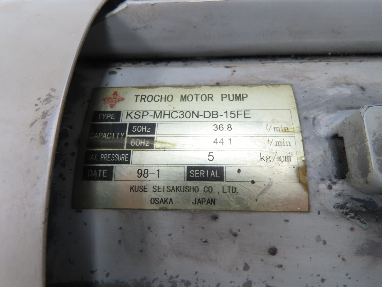 Kuse KSP-MHC30N-DB-15FE Trocho Hydraulic Pump 44L/Min 1.5kw 230V 3PH Motor