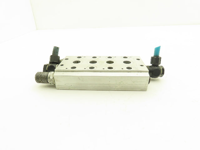 Concordia Fluidtecknik Pneumatic 4 Station Aluminum Manifold Block 3/8" NPT