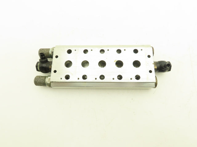 Concordia Fluidtecknik Pneumatic 5 Station Aluminum Manifold Block 3/8" NPT