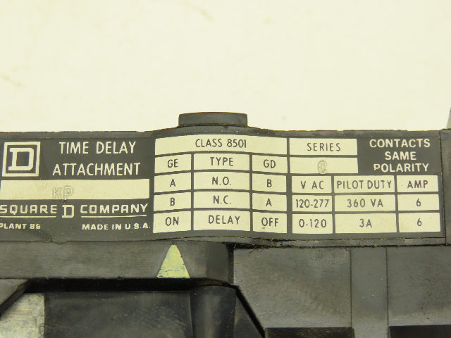 Square D 8501 KP Time Delay Attachment Off-Delay 1NO 1NC