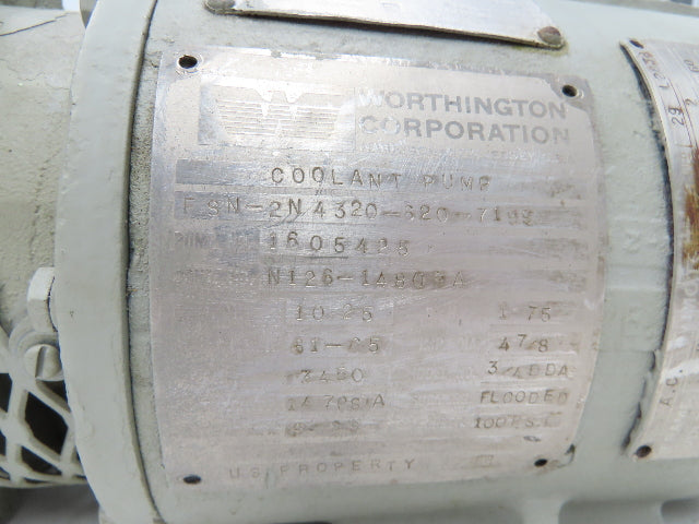 Worthington Aluminum Centrifugal Coolant Pump 3/4" Flanged 10gpm 2Hp 460V