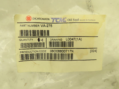 Dichtomatik VA-275 10.925 Nominal Shaft Diameter NBR Buna V-Ring Lot of 4