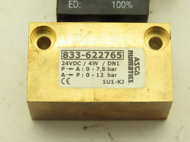 ASCO Numatics 833-622765 Pneumatic Solenoid Valve 24VDC 4W 174 psi