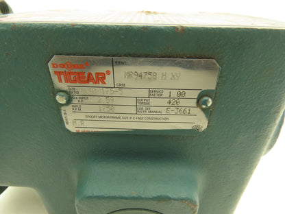 Dodge MR94758 Tigear Worm Gearbox 5:1 Reducer 2.59HP 1750rpm 143TC LH Output