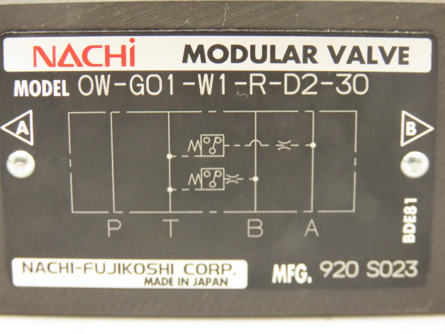 Nachi Hydraulic Pressure Switch Modular Control Valve Dual
