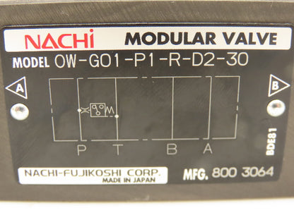 Nachi Hydraulic Pressure Switch Modular Control Valve Single