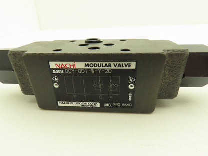 Nachi OCY-G01-W-Y-20 Modular Hydraulic Flow Control Valve Lot of 2