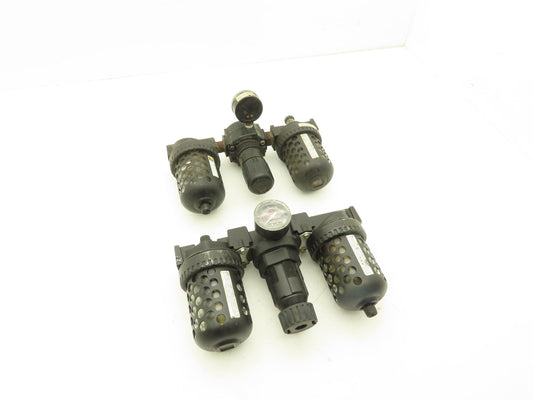 Master Pneumatic FD100-4 | L28D-4 Regulator Filter Lubricator Assembly Lot of 2