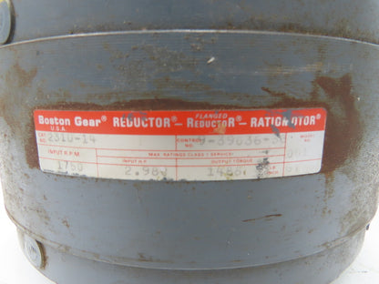 Boston Gear 231D-14 Helical Ratio Multiplier 14:1 Parallel Reducer 3Hp 125rpm