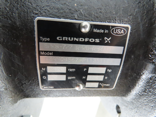 Grundfos SPK8-7/7 A-WB-A-AUUV Immersion Coolant Pump 42GPM 3Hp 230/460V *No Fan*