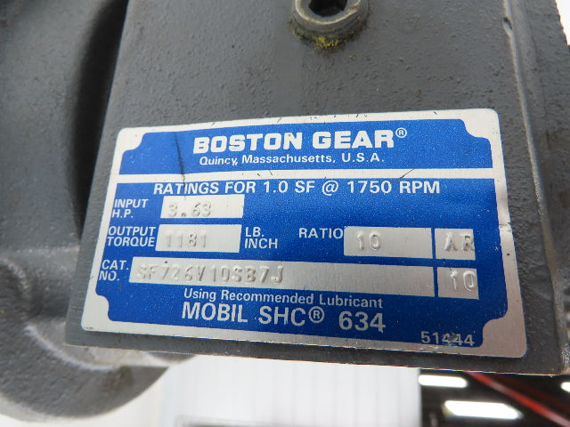 Boston Gear SF726V10SB7J Worm Gearbox 10:1 Reducer 3.5Hp 143TC Hollow Shaft