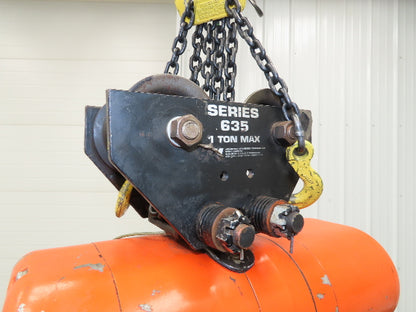 CM Lodestar F 1/2 Ton Electric Chain Hoist 16 FPM 15' Lift 230/460 V Trolley