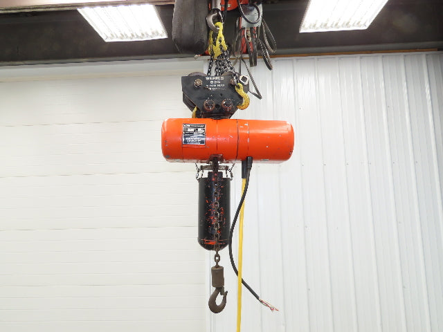 CM Lodestar F 1/2 Ton Electric Chain Hoist 16 FPM 15' Lift 230/460 V Trolley