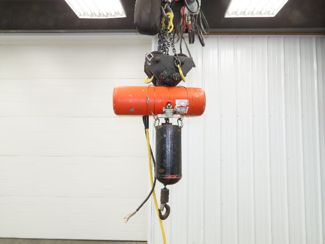 CM Lodestar F 1/2 Ton Electric Chain Hoist 16 FPM 15' Lift 230/460 V Trolley