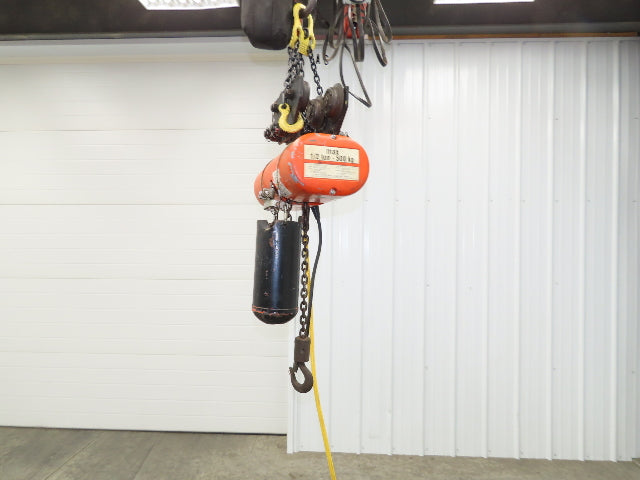 CM Lodestar F 1/2 Ton Electric Chain Hoist 16 FPM 15' Lift 230/460 V Trolley
