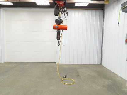 CM Lodestar F 1/2 Ton Electric Chain Hoist 16 FPM 15' Lift 230/460 V Trolley