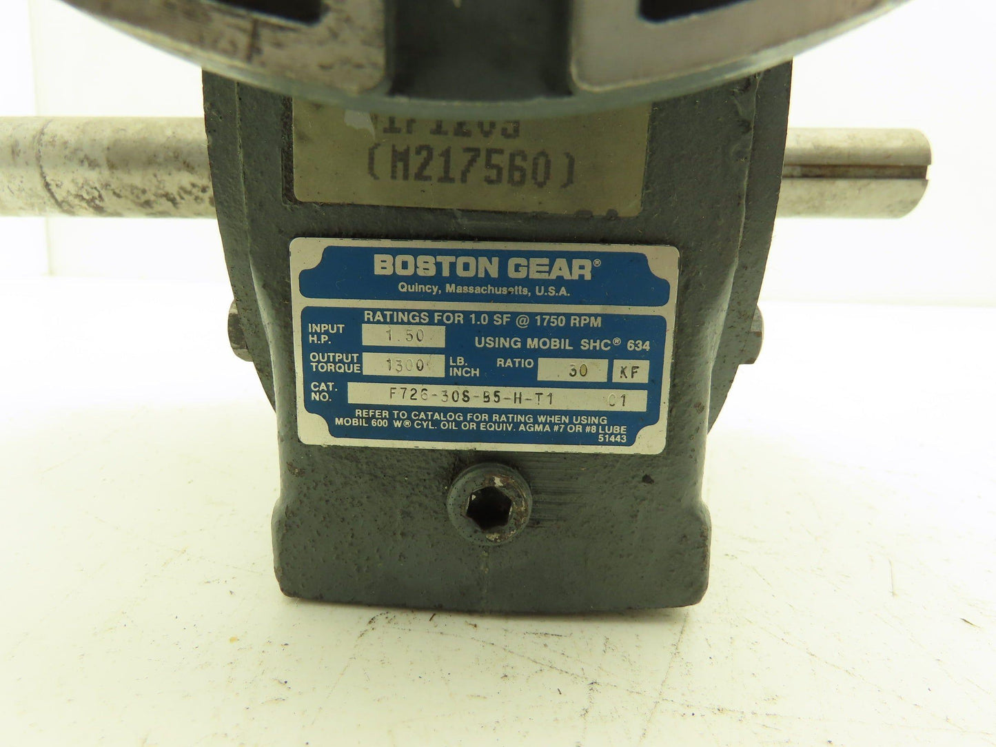 Boston Gear F726-30S-B5-H-T1 Worm Gearbox 30:1 Reducer 1.5Hp 56C Dual Output