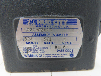 Hub City 324 Worm Gearbox 25:1 Reducer 70rpm 143TC LH Output Style B 0220-62876