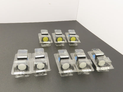 Fuji Electric Pushbutton White Yellow Momentary 22mm 250V 6A Lot of 8
