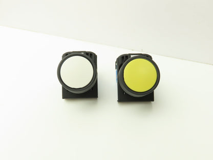 Fuji Electric Pushbutton White Yellow Momentary 22mm 250V 6A Lot of 8