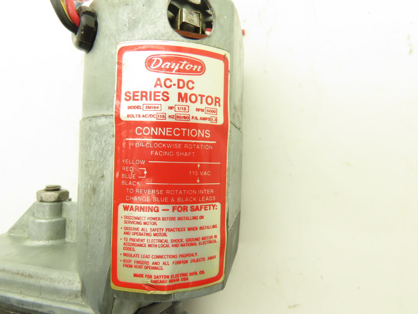 Dayton 2M184 Gearmotor 1/15Hp 5000rpm 115VAC 1Ph RH Output