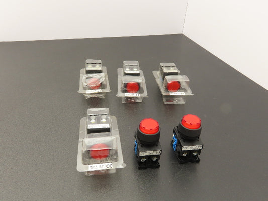 Fuji Electric Pushbutton Red Momentary 22mm 250V 6A Lot of 6