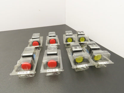 Fuji Electric Pushbutton Red Yellow Momentary 22mm 250V 6A Lot of 8