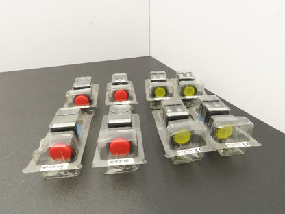 Fuji Electric Pushbutton Red Yellow Momentary 22mm 250V 6A Lot of 8