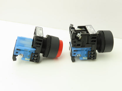 Fuji Electric Pushbutton Red Yellow Momentary 22mm 250V 6A Lot of 8