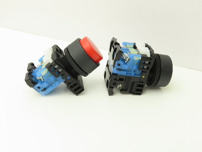 Fuji Electric Pushbutton Red Yellow Momentary 22mm 250V 6A Lot of 8