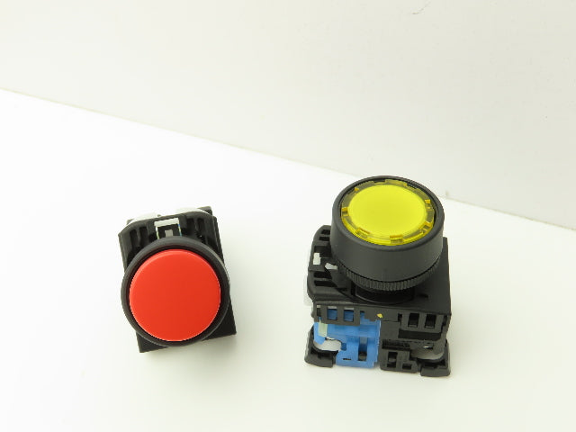 Fuji Electric Pushbutton Red Yellow Momentary 22mm 250V 6A Lot of 8
