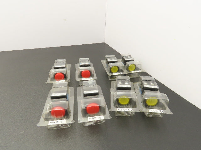 Fuji Electric Pushbutton Red Yellow Momentary 22mm 250V 6A Lot of 8