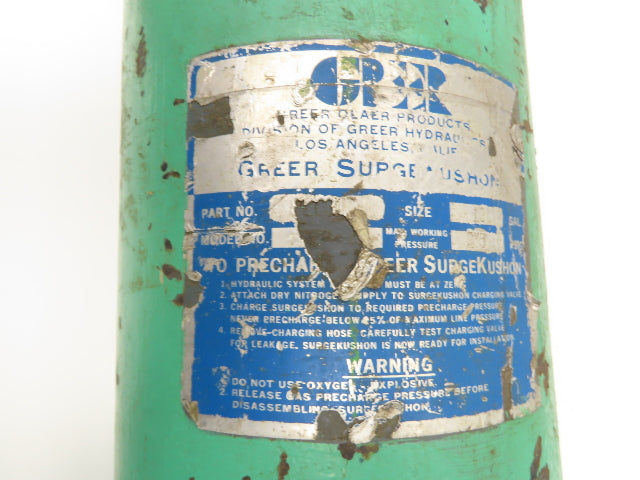 Greer Hydraulics SurgeKushon Accumulator 10 Gal 275 PSI 3" Flange 51"OAL