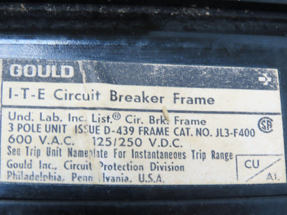 Gould BDJK4400 ITE BD Busway Bus Plug Disconnect 400A Breaker 600V 3P