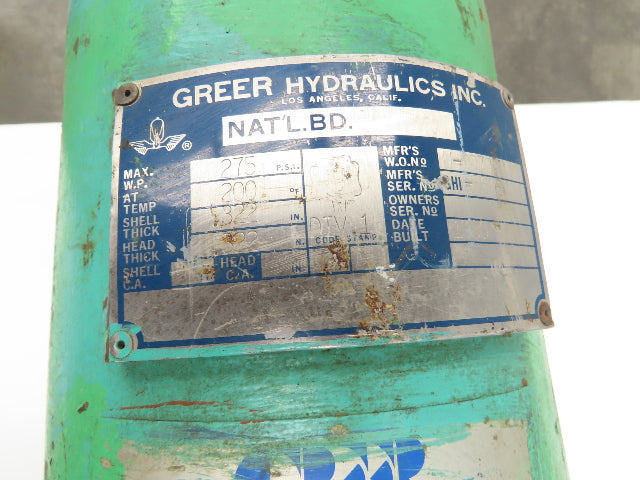 Greer Hydraulics SurgeKushon Accumulator 10 Gal 275 PSI 3" Flange 51"OAL