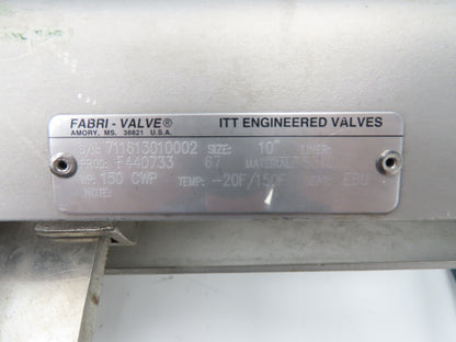 Fabri-Valve C67 10" Stainless Knife Gate Valve Rising Stem Lug Style *Bad Seal*
