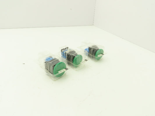 Fuji Electric Pushbutton Switch Mushroom Green 30mm 250V 6A Lot of 3